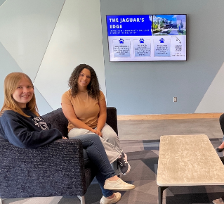 Students in the Wood Building Lounge