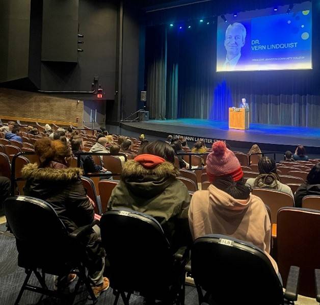 Johnston Community College President delivers press release about record breaking enrollment