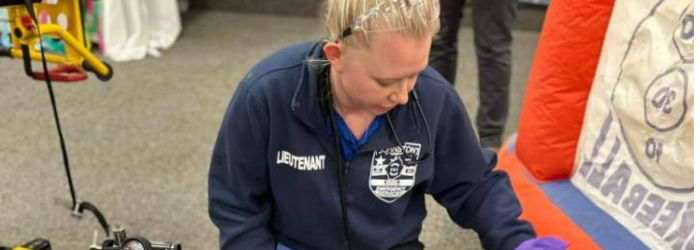 Johnston Community College EMS student partaking in EMS Wars competition 