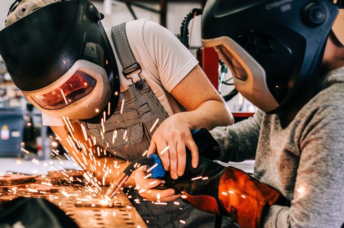 Students welding
