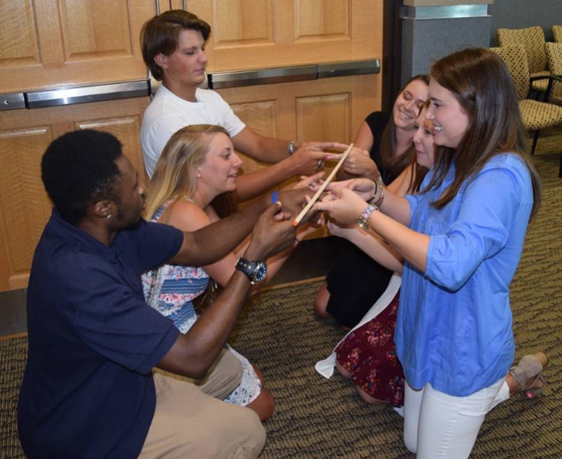 Students playing a game together